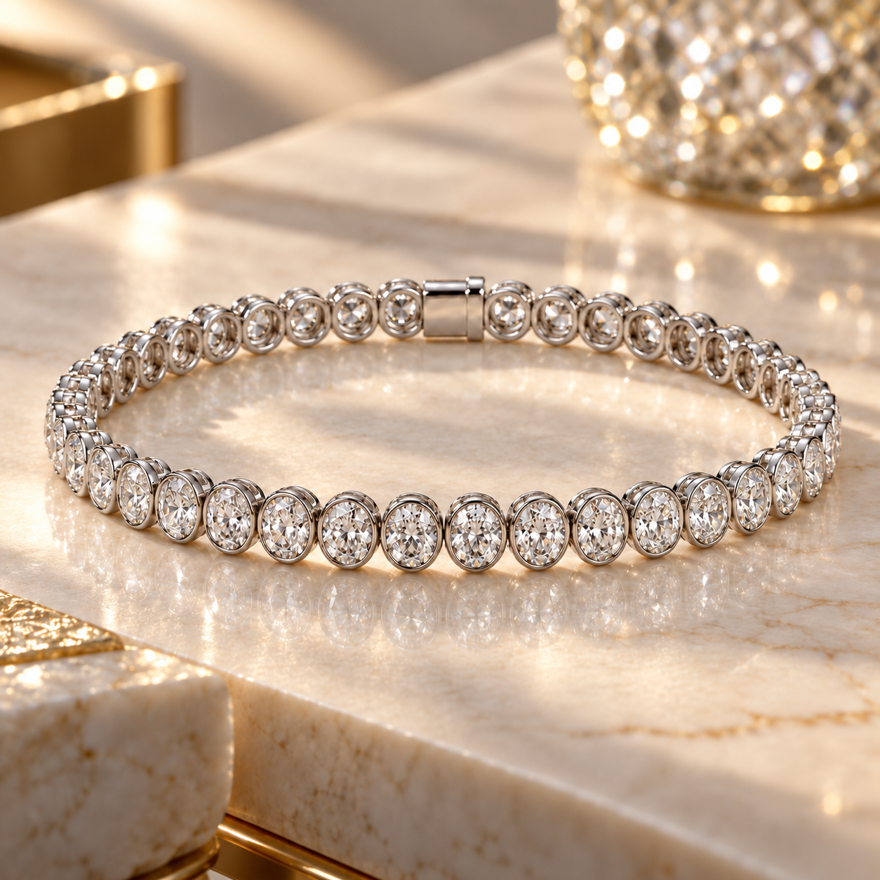 Oval Natural Diamond Tennis Bracelet – Bild 1