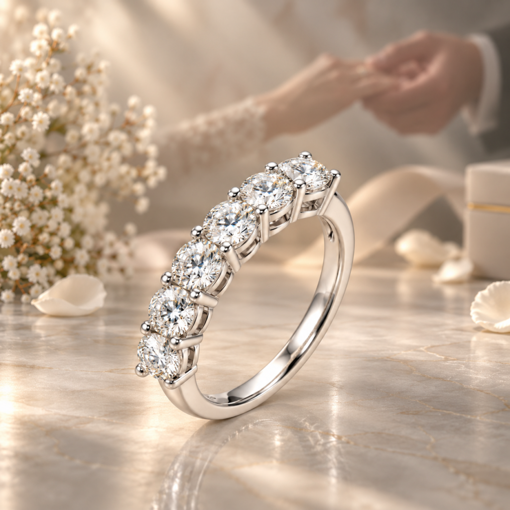 Half Eternity Natural Diamond Wedding Band