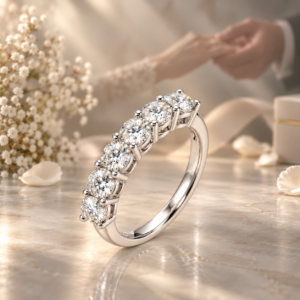 Half Eternity Natural Diamond Wedding Band – Bild 1