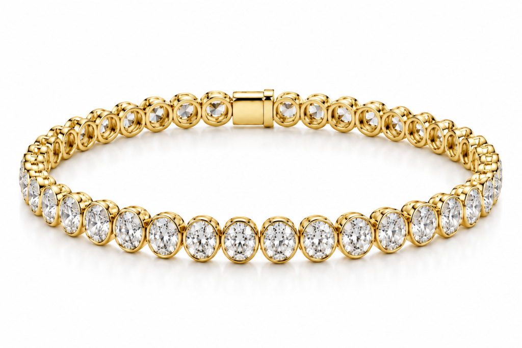 Oval Natural Diamond Tennis Bracelet