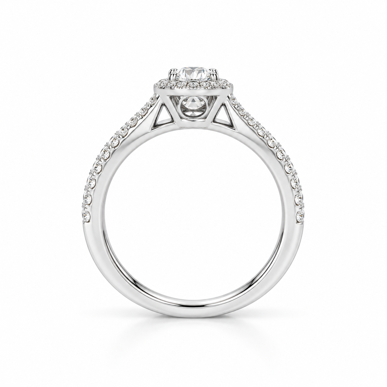 Crown Natural Diamond Engagement Ring - 图片 3