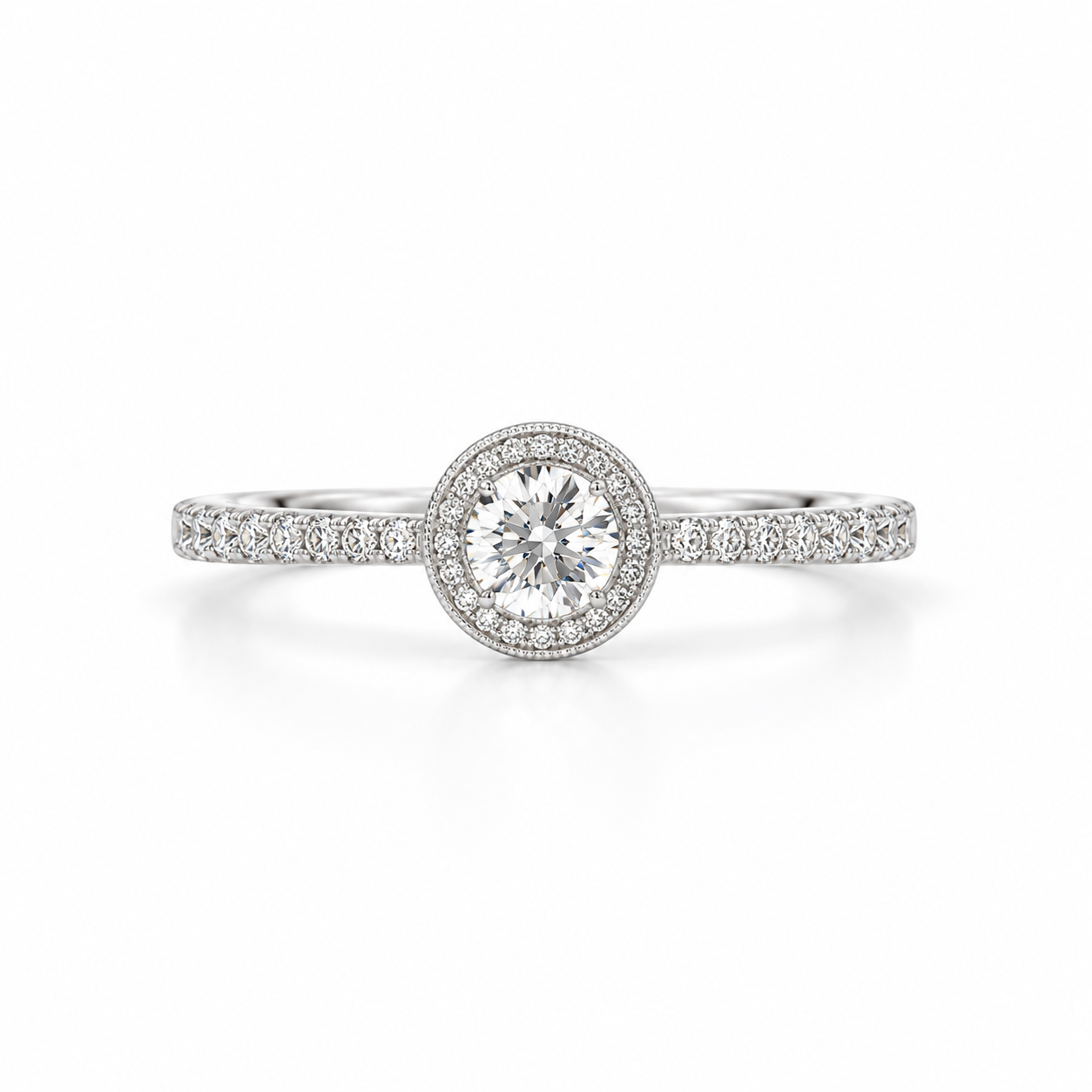 Crown Natural Diamond Engagement Ring - 图片 2