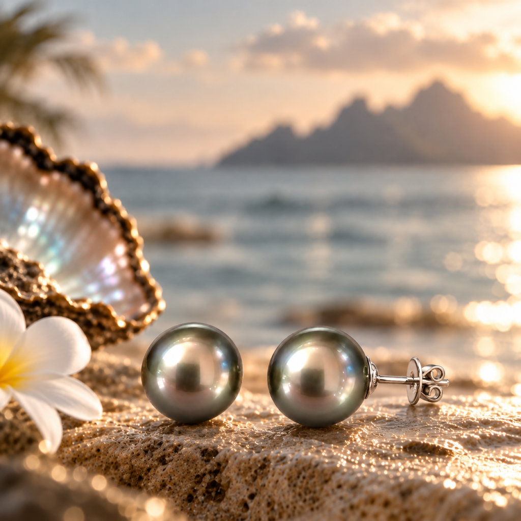 Motu Iridescent Tahitian Pearl Earrings