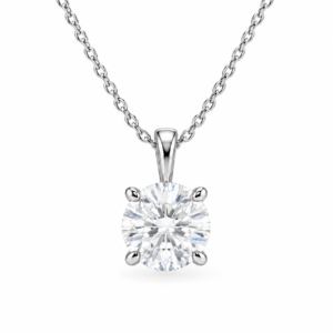Solitaire Natural Round Diamond Necklace - Image 2