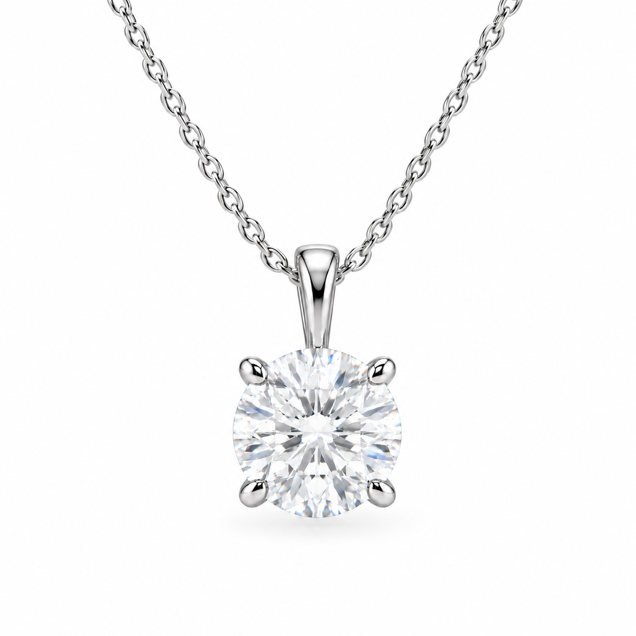 Solitaire Natural Round Diamond Necklace - Image 2