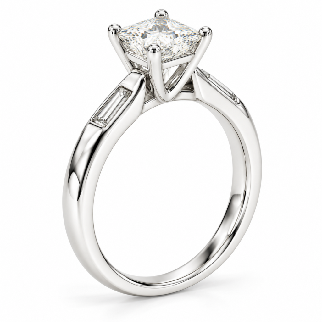 Anello solitario con diamante taglio princess 1 ct