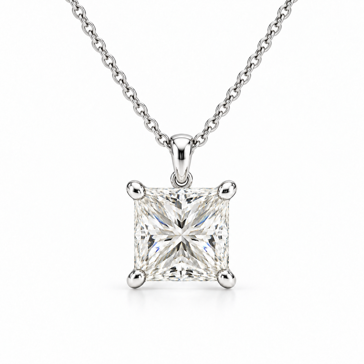 Princess Solitaire Diamond Necklace 1 CT - Image 2