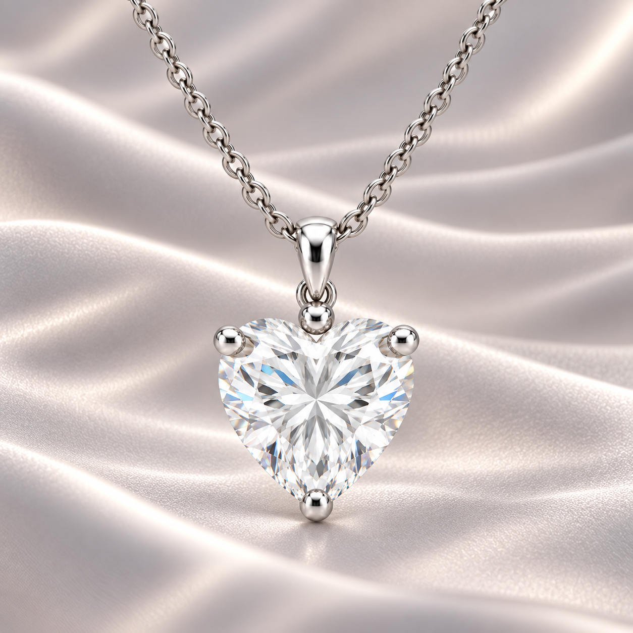 Heart Solitaire Natural Diamond Necklace 1 CT - изображение 1
