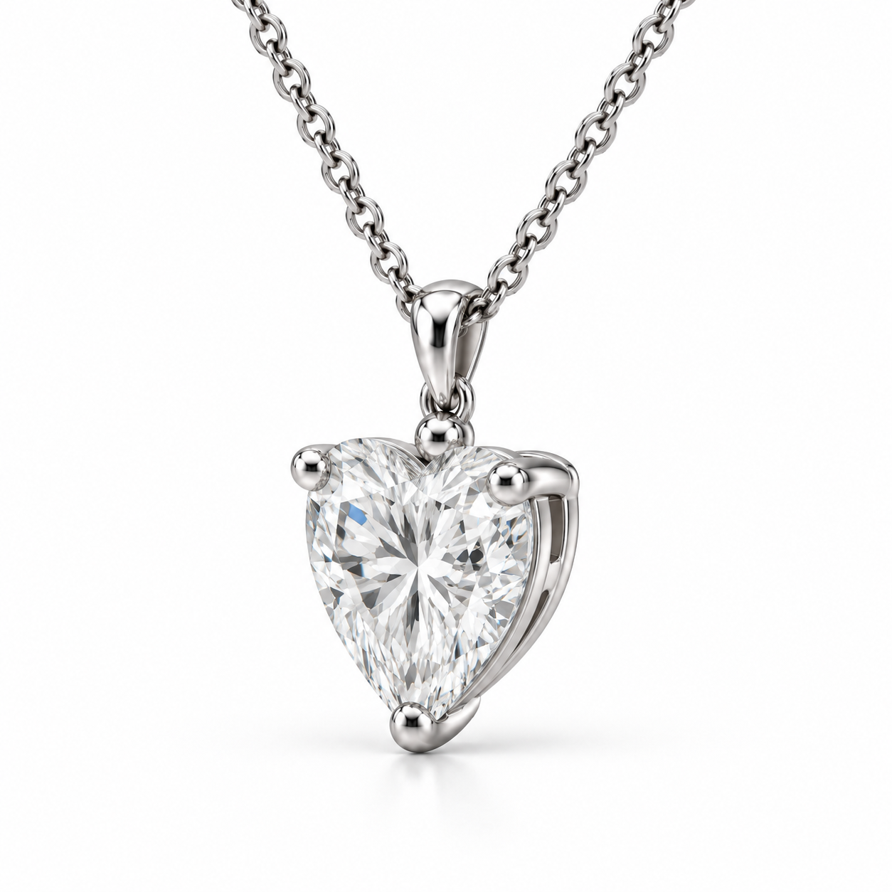 Heart Solitaire Natural Diamond Necklace 1 CT - изображение 4
