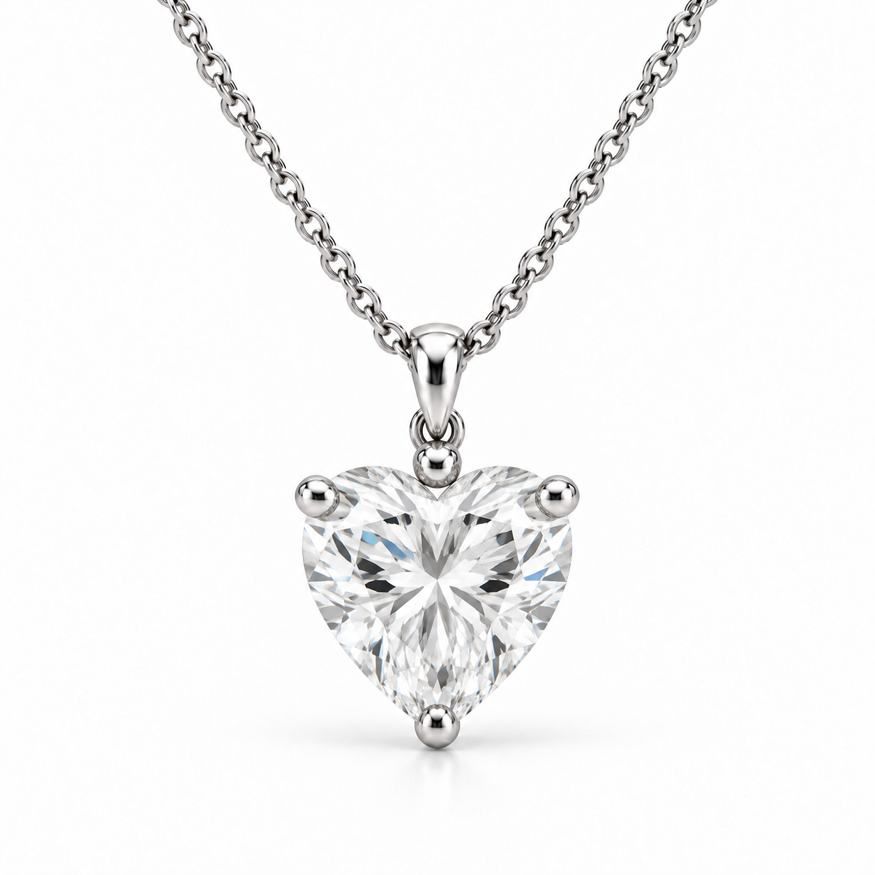Heart Solitaire Natural Diamond Necklace 1 CT - изображение 2