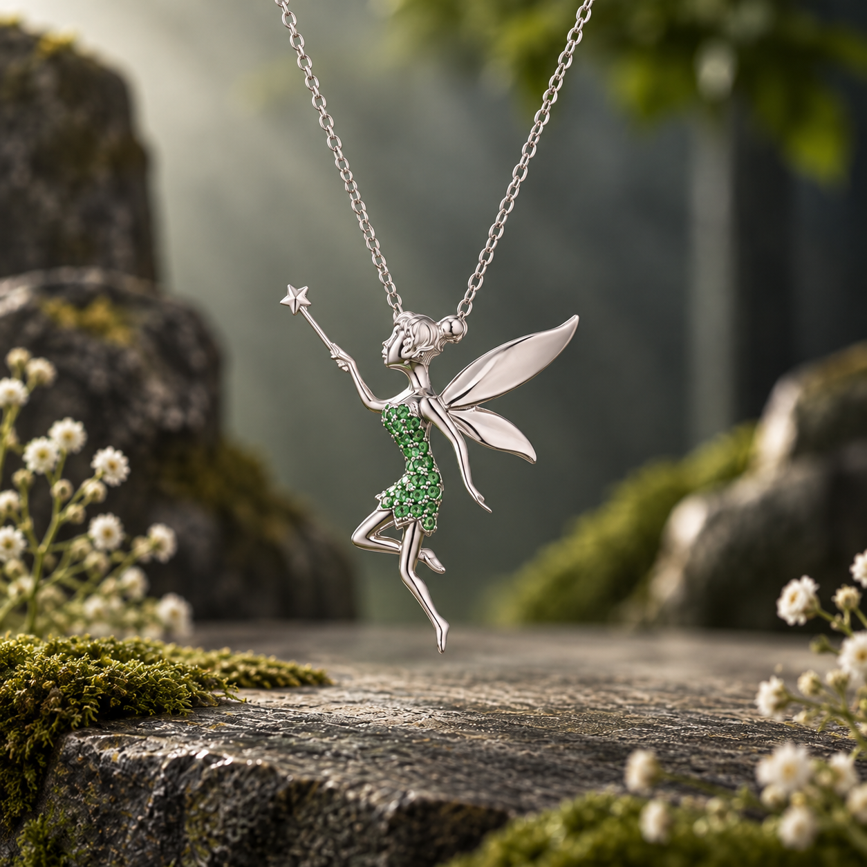 Tsavorite Fairy Pendant Necklace - Image 1