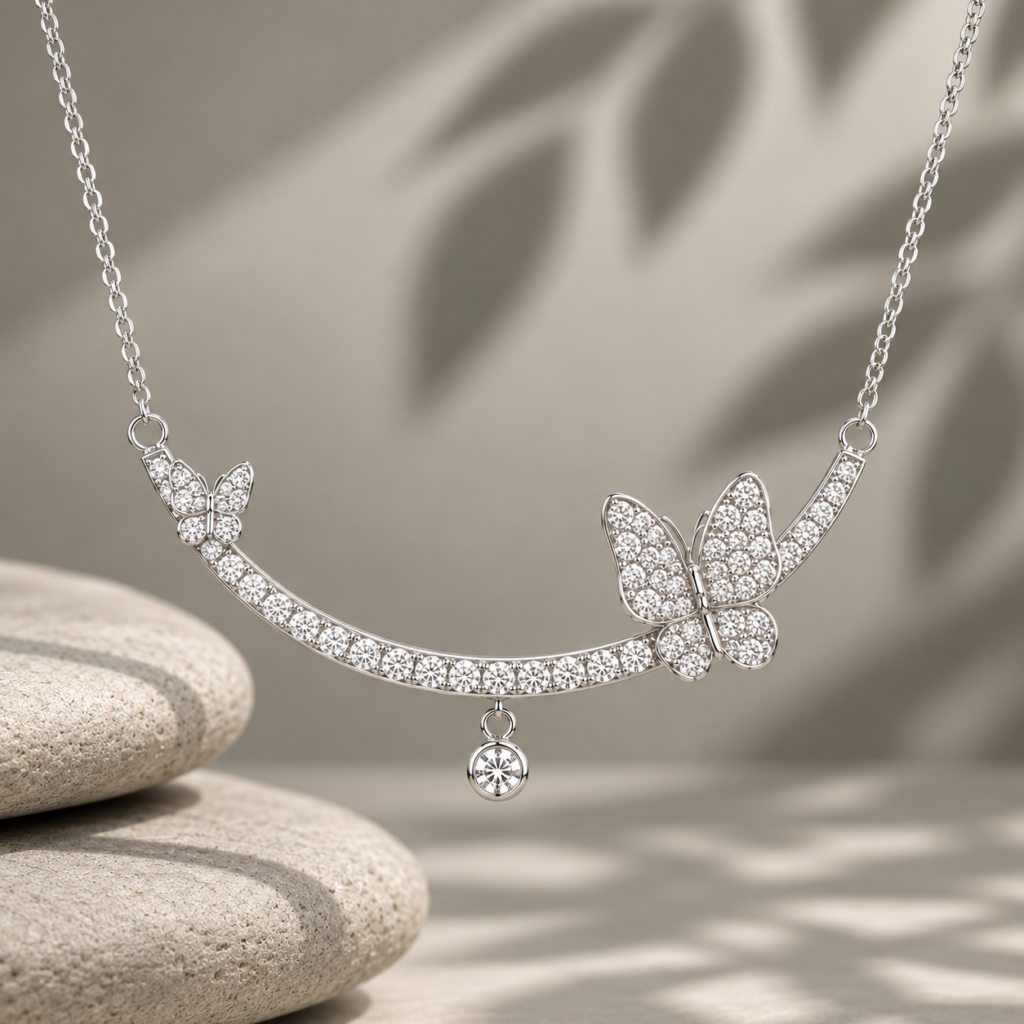 Whisper Butterfly Diamond C Necklace