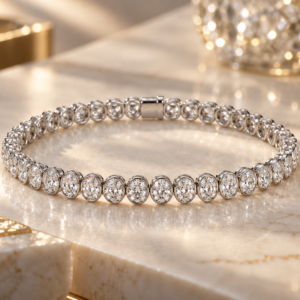Oval Natural Diamond Tennis Bracelet – Bild 8
