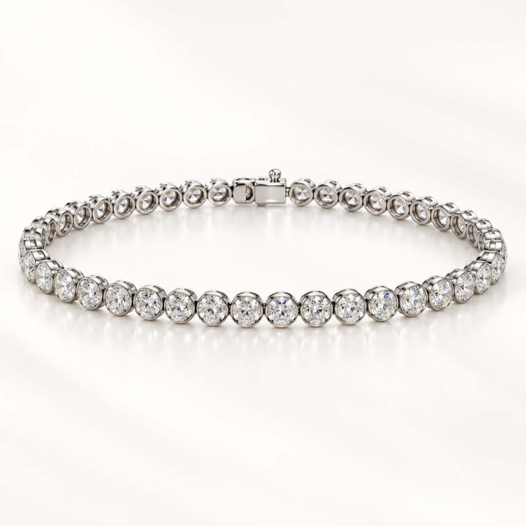 Oval Natural Diamond Tennis Bracelet