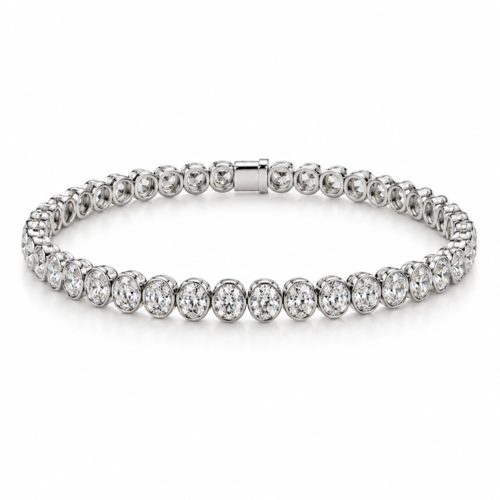 Oval Natural Diamond Tennis Bracelet