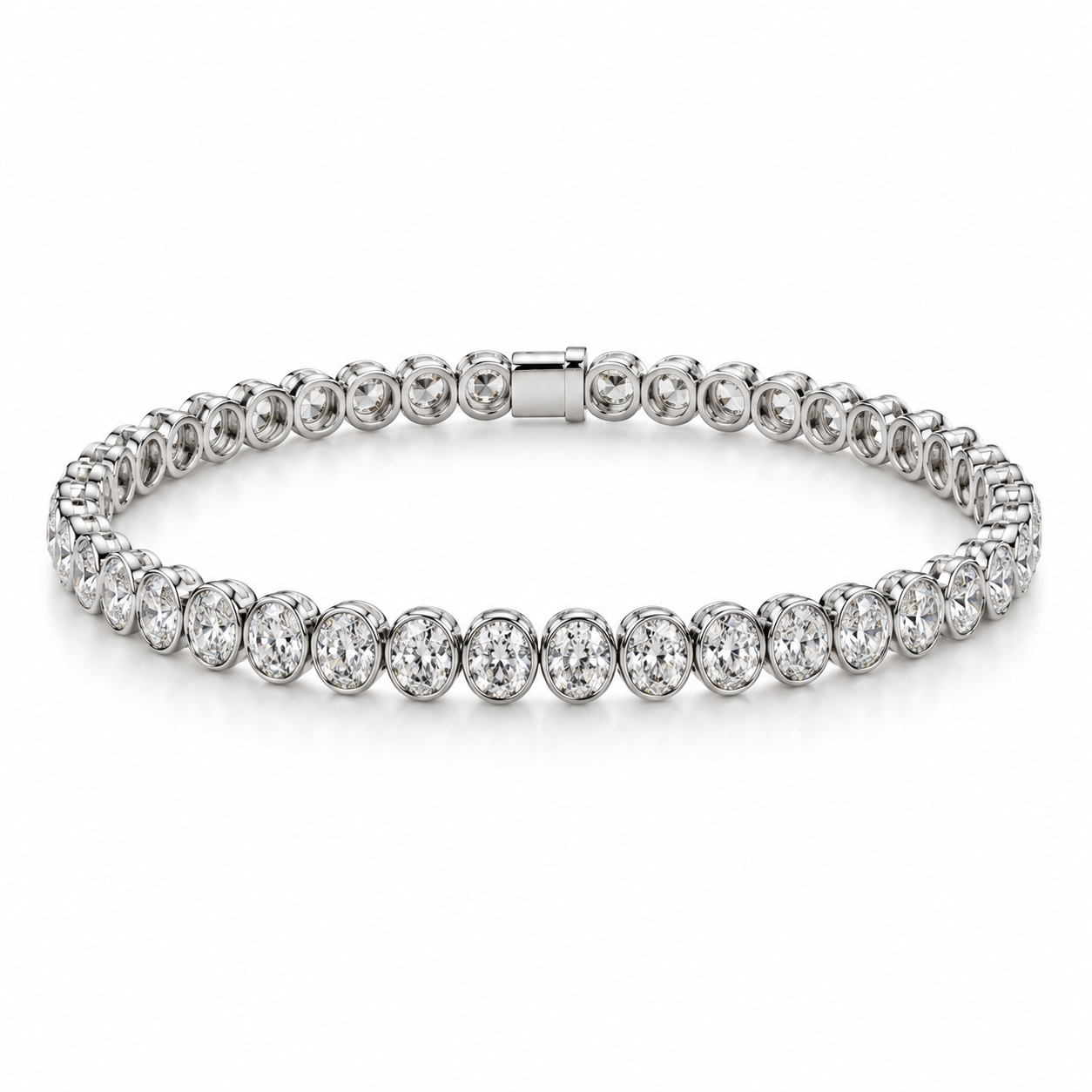 Oval Natural Diamond Tennis Bracelet – Bild 6