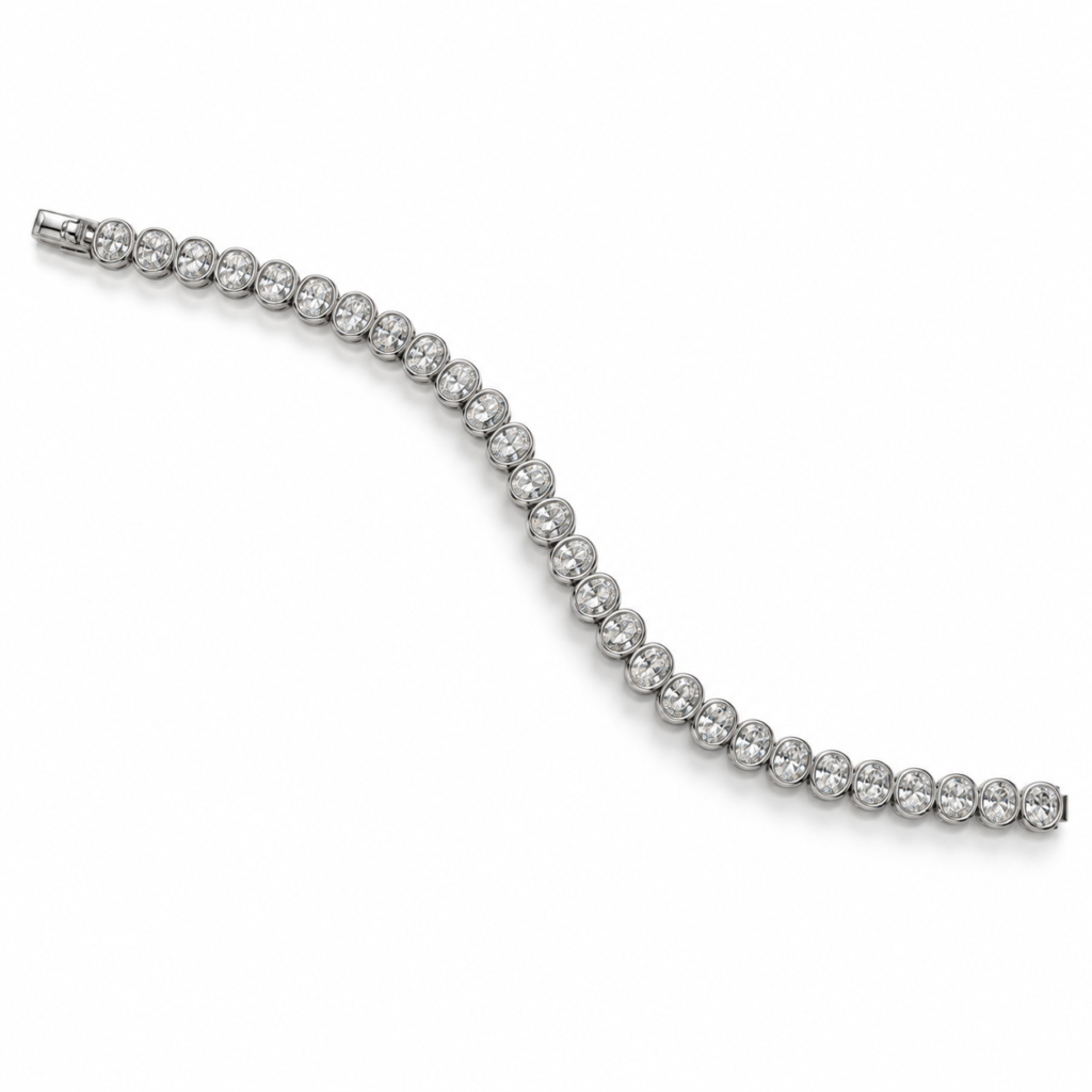 Oval Natural Diamond Tennis Bracelet