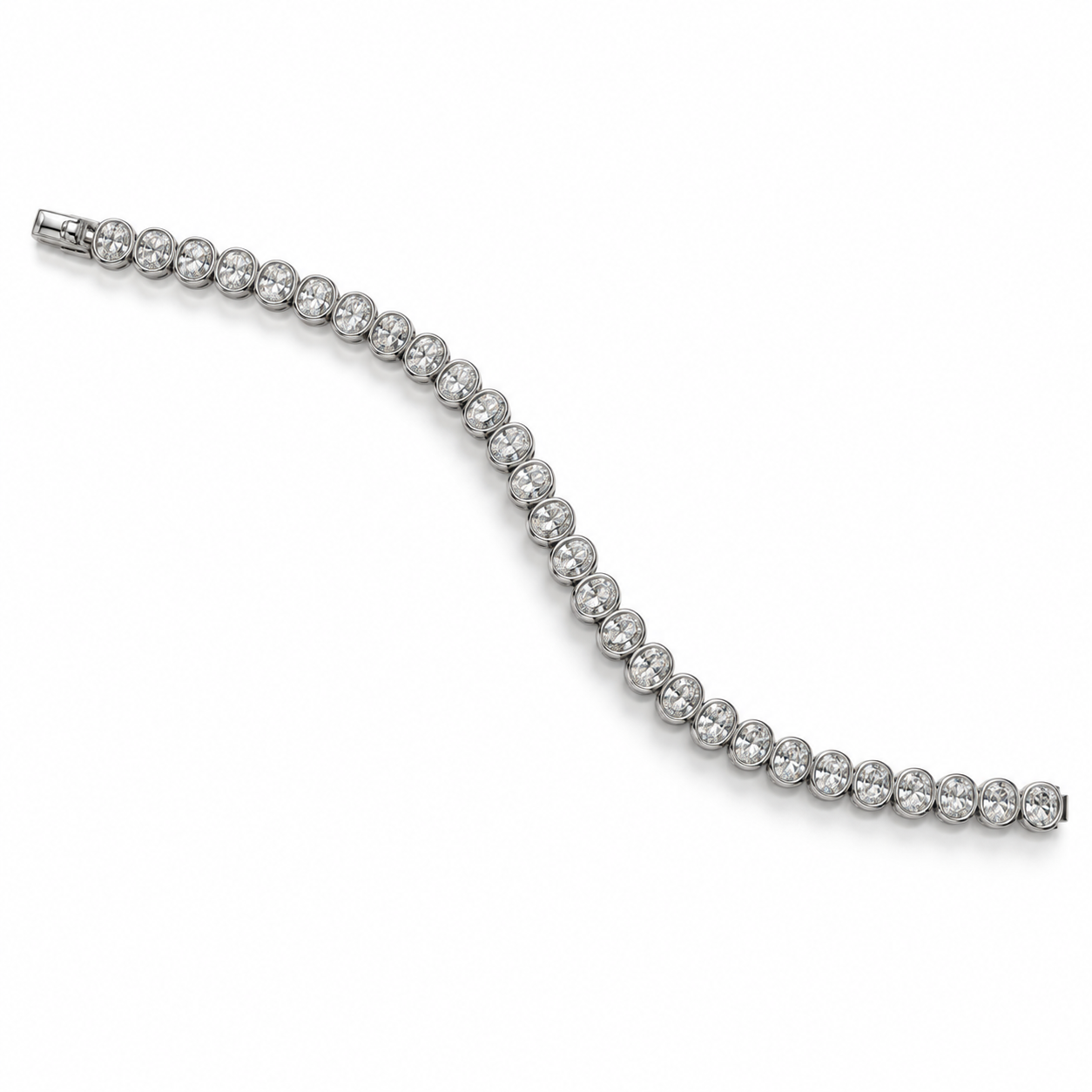 Oval Natural Diamond Tennis Bracelet – Bild 2