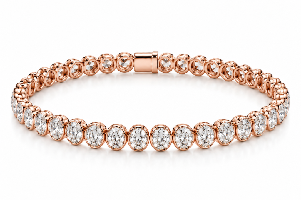Oval Natural Diamond Tennis Bracelet
