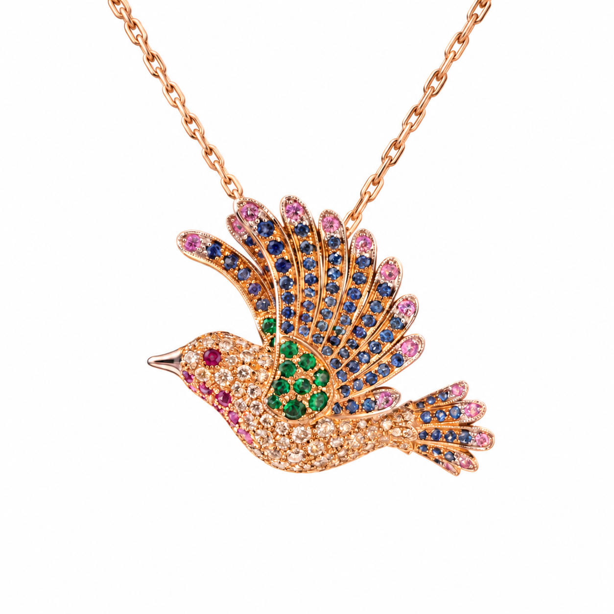 Fancy Natural Diamond  Loving Bird Necklace – Image 2